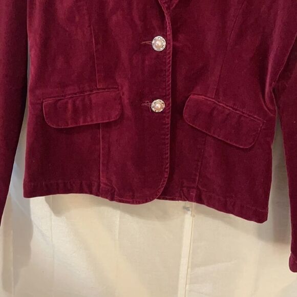 RedHotJean velvet jacket dark raspberry blazer - Picture 6 of 16